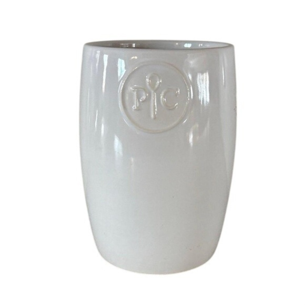 PAMPERED CHEF White Ceramic Kitchen Utensil Or Toothbrush Holder 5x3.5 NWOB 17A